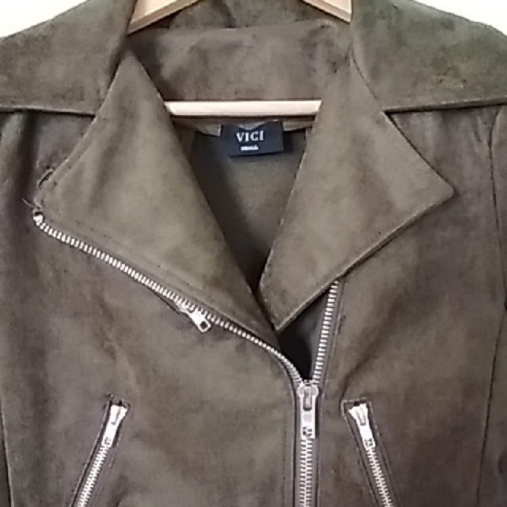 Vici Women's Polyester Suede Olive Jacket